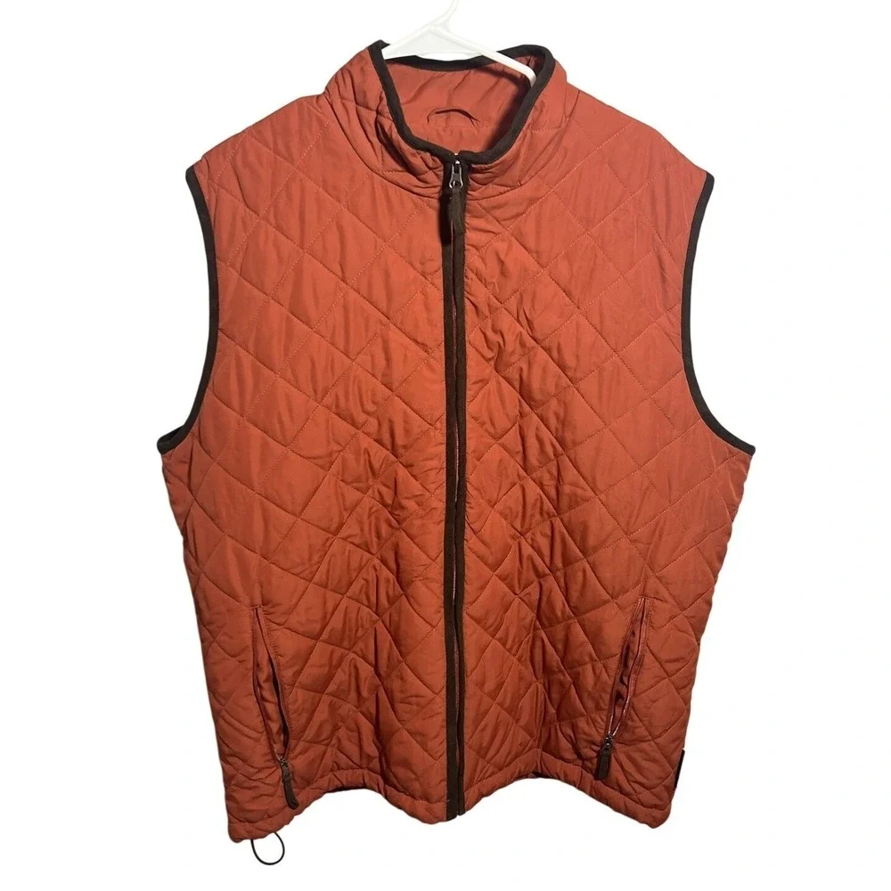 Field & Stream Men's XL Quilted Vest Full Zip Rust Orange Brown Outdoor Workwear